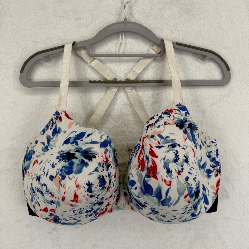Cacique Lightly Lined Balconette Bra 40F Floral Print Adjustable Straps